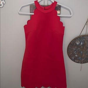 Red halter dress